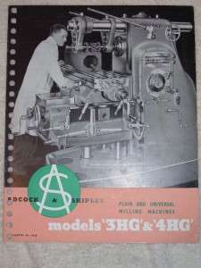 Vtg Adcock&Shipley Catalog~3HG & 4HG Milling Machines  