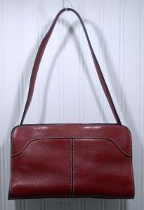 Adrienne Vittadini Small Red Leather Handbag Purse Very Nice Classic 