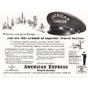   Ad 1954 American Express Travel Service American Express Books