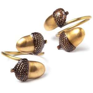 April Cornell Acorn Brass Napkin Ring, Set of 2