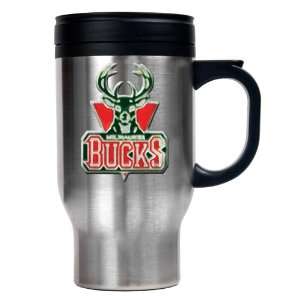   Bucks 16oz. Stainless Steel NBA Team Logo Travel Mug: Kitchen & Dining