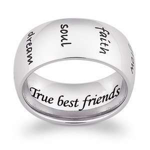    Stainless Steel Engraved Message Humanities Band, Size 11 Jewelry