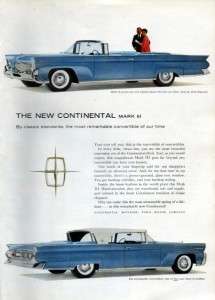 1958 Lincoln Continental Mark III Convertible Color Ad  