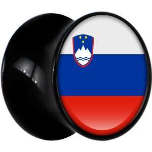  16mm Black Acrylic Slovenia Flag Saddle Plug Jewelry