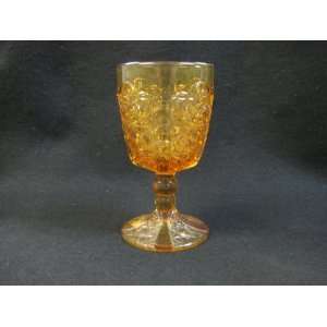  WRIGHT GLASS WATER GOBLET DAISY & BUTTON AMBER: Everything 