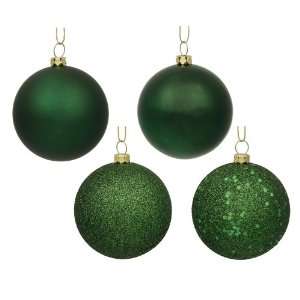  12 Emerald 4 Finish Ball Ornament Assorted
