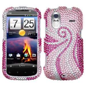  Rhinestones Protector Case for HTC Amaze 4G, Swirl Pink 