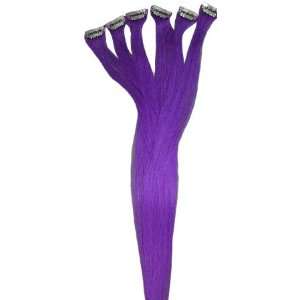 1pcs Purple Remy Clip On Human Hair Extensions Highlight Streaks 1.75 