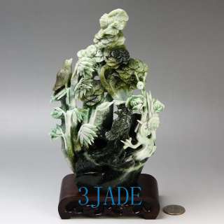   Dushan Jade Carving / Sculpture Pine Bamboo & Plum Statue  