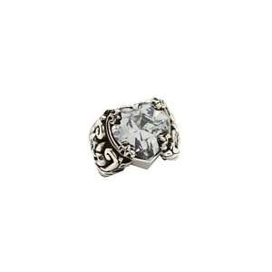  King Baby Studio Clear CZ Heart Ring   Silver Jewelry