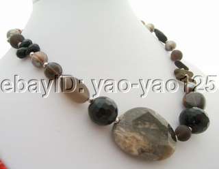 Beautiful! Pearl&Onyx&Agate&Crystal Necklace  