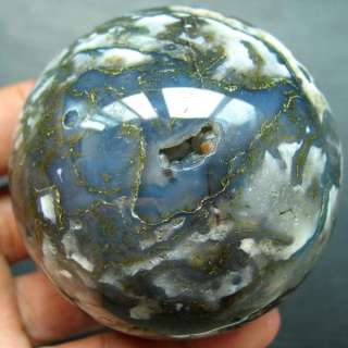 75mm Natural Polished Moss Agate Crystal Sphere Ball  