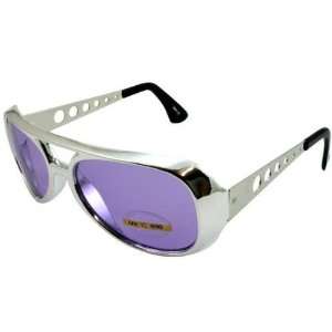  Purple Elvis Aviator Sunglasses Chrome Frame Everything 