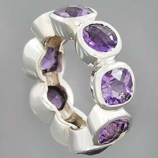 Exquisite Purple Amethyst Gemstone Solid 925 Sterling Silver Ring Size 