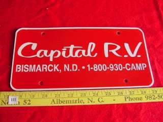 CAPITAL R.V. BISMARCK Car Dealer Plate Tag Emblem  