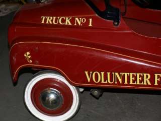 Antique Volunteer Fire Department Pedal Car Truck #1, Fire Red Made by 