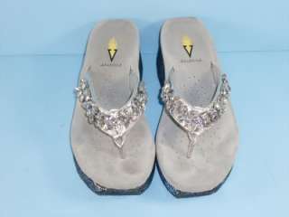 Volatile Rock Candy 8 M Silver Rhinestone Platform Thongs Sandals 