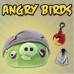  Angry Birds 5 Deluxe Plush Green Helmet Pig with Sound 