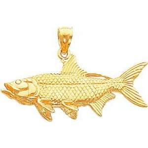  14K Gold 3D Tarpon Fish Charm Jewelry