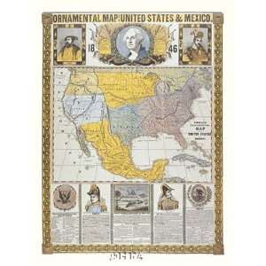 Ornamental Map/United States and Mexico by Humphrey Phelps 22.00X31.00 