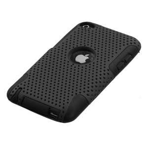 IPod Touch 4th Gen   HARD & SOFT SILICONE CASE COVER BLACK MESH 