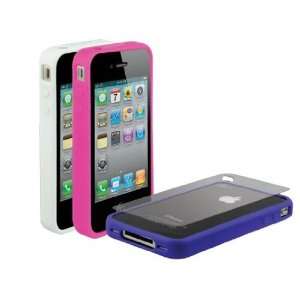  Scosche iPhone 4S Bandit Rubber Edge Case   White/Pink 