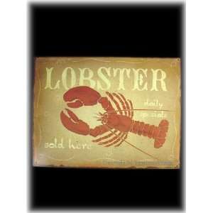   Metal Iron Lobster Beach Restaurant Wall Sign Plaque
