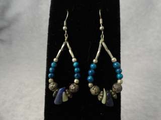 Vintage Navajo earrings bead silver gemstones authentic Old Pawn 
