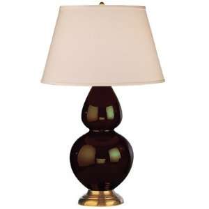  Double Gourd Table Lamp in Chocolate Glazed Ceramic with Antique 