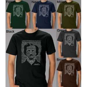 Mens GREY Edgar Allen Poe Shirt XL   Edgar Allen Poes Face created 