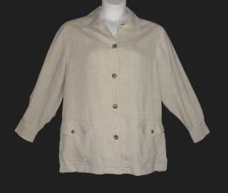 Travelsmith Khaki Cream Tencel Rayon Linen Jacket 14 16  