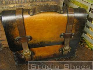 Vintage 15 USA Made Saddle Belting Leather Messenger Laptop Briefcase 