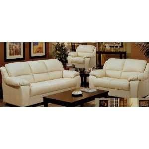   Sienna Ivory Bone 100% Italian Leather Chair Loveseat & Sofa/Couch Set