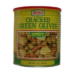 Green Cracked Olives   SPICY   (ziyad) 4lb (64oz)  Grocery 
