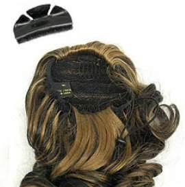Curly Hair Piece Clip on Drawstring Ponytail Highlight TwoTone Mix 