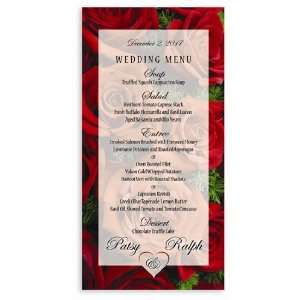    225 Wedding Menu Cards   Red Rose Garden Glee: Office Products