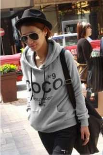 Korea N9 style lady fashion COCO print casual hoodie Top (2 color 