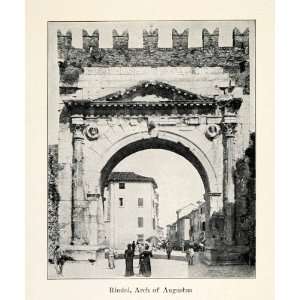 1910 Print Ancient Rimini Augustus Arch Archaeology Roman Architecture 