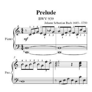   Prelude BWV 939 Bach Easy Piano Sheet Music Johann Sebastian Bach