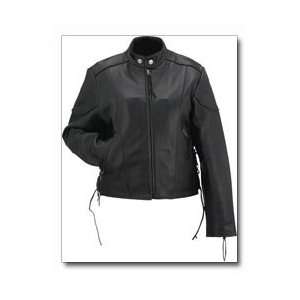 Size 2x Evel Knievel Ladies Black Genuine Leather Sidelaced Cruiser 