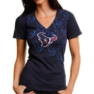   Ladies Defensive Line Deep V Neck Premium T Shirt   Navy Blue (Medium