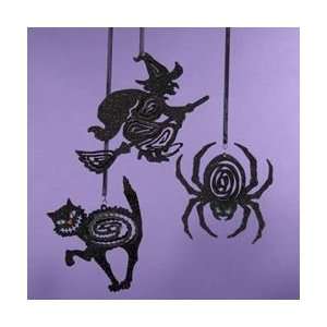  Club Pack of 12 Happy Halloween Black Cat, Witch & Spider 