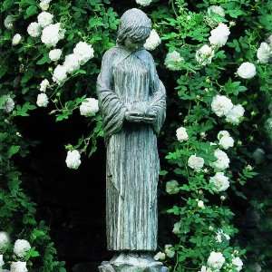 International Wood Nymph Cast Stone Garden Statue, Brownstone, 9 diam 