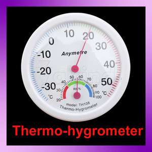 Mini Plastic White Analog Dial Thermometer Hygrometer L  