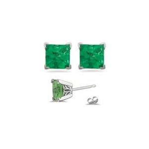  1.06 Ct Emerald Stud Earrings in Platinum Jewelry