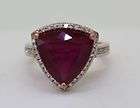 18K RUBY DIAMOND ROSE GOLD TRIANGLE 7.42 CT RUBY RING