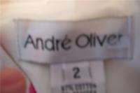 Andre Oliver White Jacket blazer with Pink/Lima Polka Dots Size 2 
