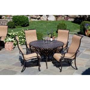   48 In. Round Dining Set with High Back Sling Chairs Furniture & Decor