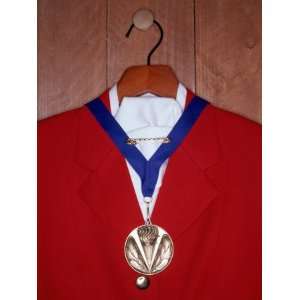 Riding Outfit with Gold Medal Hanging around Neck, Close Up 