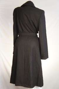 Angelica L. Womans Wool Belted Brownish Black Trench Coat NWT Sizes 8 